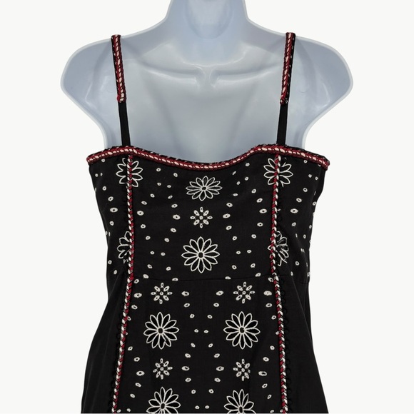 Veronica Beard Giuliana Beaded Embroidered Linen Mini Dress | Sz 6 | Black & Red - Picture 10 of 16